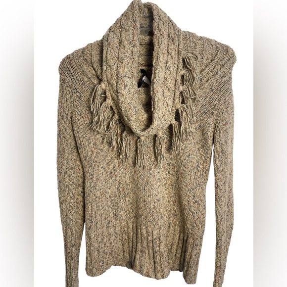 Kensie Scarf Sweater Knit Oatmeal Boho Size Large - Picture 8 of 11